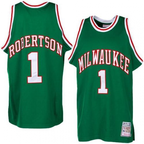 Men's Adidas Milwaukee Bucks 1 Oscar Robertson Swingman Green Throwback NBA Jersey
