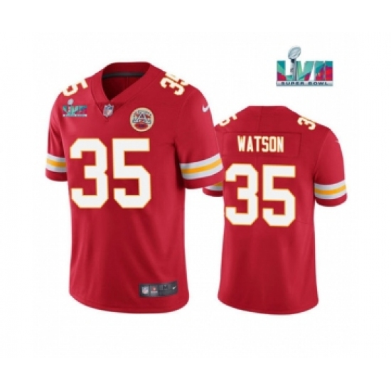 Men's Kansas City Chiefs 35 Jaylen Watson Red Super Bowl LVII Patch Vapor Untouchable Limited Stitched Jersey