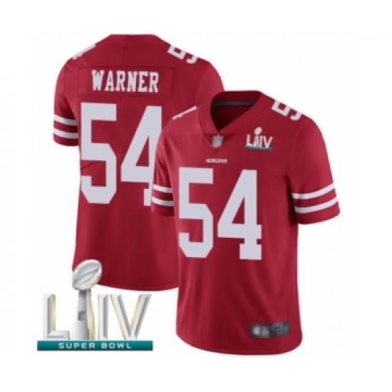 Men's San Francisco 49ers 54 Fred Warner Red Team Color Vapor Untouchable Limited Player Super Bowl LIV Bound Football Jersey