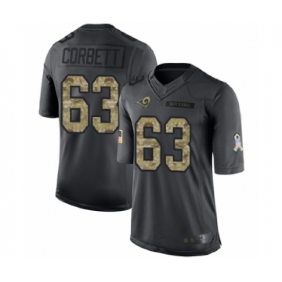 Men's Los Angeles Rams 63 Austin Corbett Limited Black 2016 Salute to Service Football Jersey