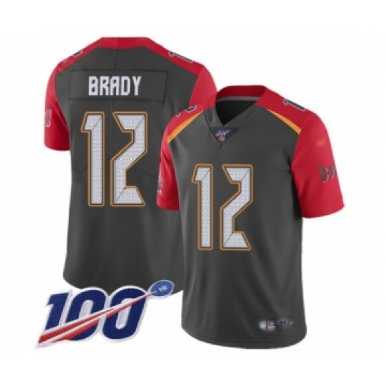 Men's Tampa Bay Buccaneers 12 Tom Brady Limited Gray Inverted Legend 100th Season Football Jersey