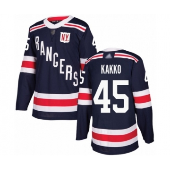 Youth New York Rangers 45 Kaapo Kakko Authentic Navy Blue 2018 Winter Classic Hockey Jersey