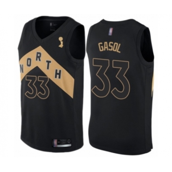 Youth Toronto Raptors 33 Marc Gasol Swingman Black 2019 Basketball Finals Champions Jersey - City Edition