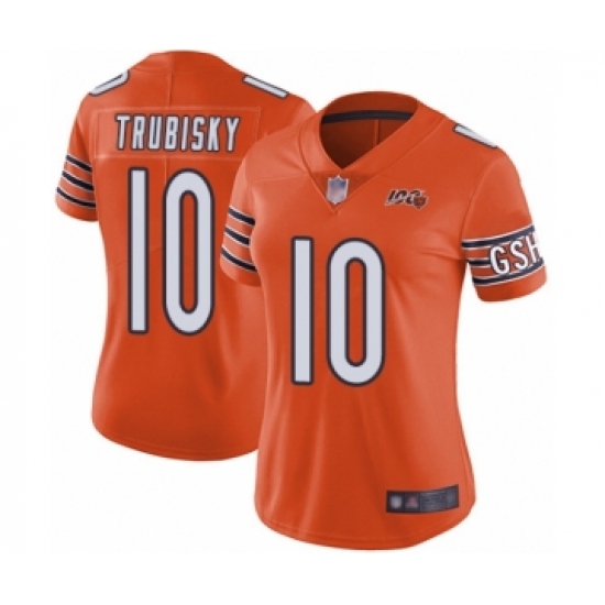 Women's Chicago Bears 10 Mitchell Trubisky Orange Alternate 100th Season Limited Football Jersey