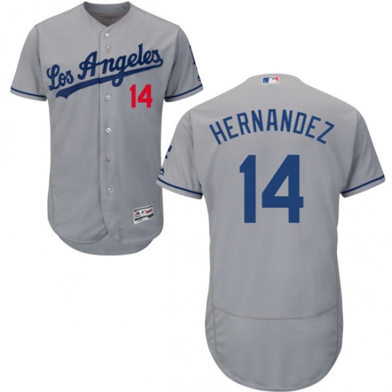 Men's Majestic Los Angeles Dodgers 14 Enrique Hernandez Grey Flexbase Authentic Collection MLB Jersey