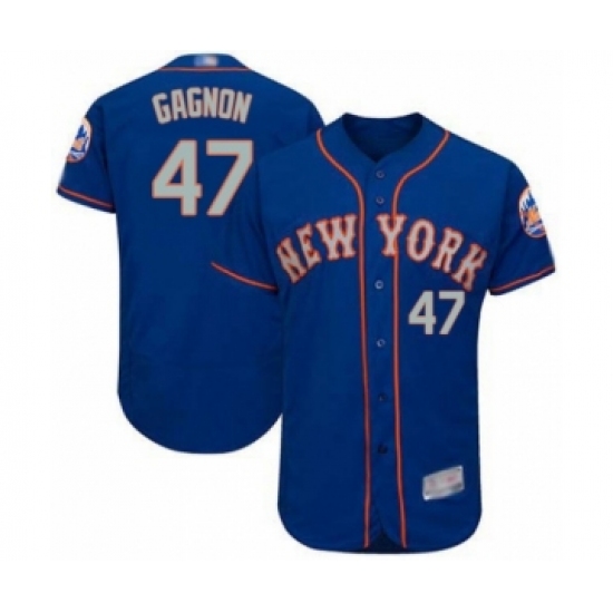 Men's New York Mets 47 Drew Gagnon Royal Gray Alternate Flex Base Authentic Collection Baseball Player Jersey