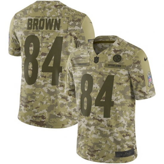 Youth Nike Pittsburgh Steelers 84 Antonio Brown Limited Camo 2018 Salute to Service NFL Jersey