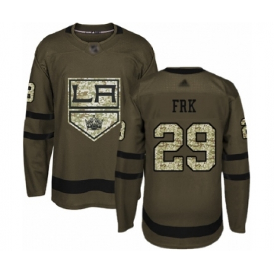 Men's Los Angeles Kings 29 Martin Frk Authentic Green Salute to Service Hockey Jersey