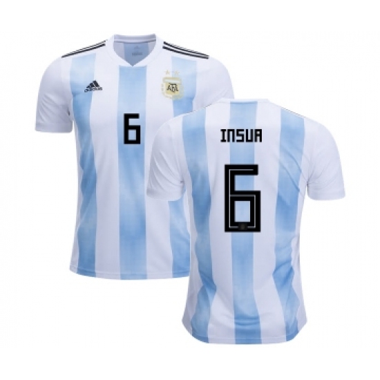 Argentina 6 Insua Home Kid Soccer Country Jersey