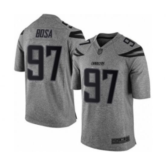 Men's Los Angeles Chargers 97 Joey Bosa Limited Gray Gridiron Football Jersey