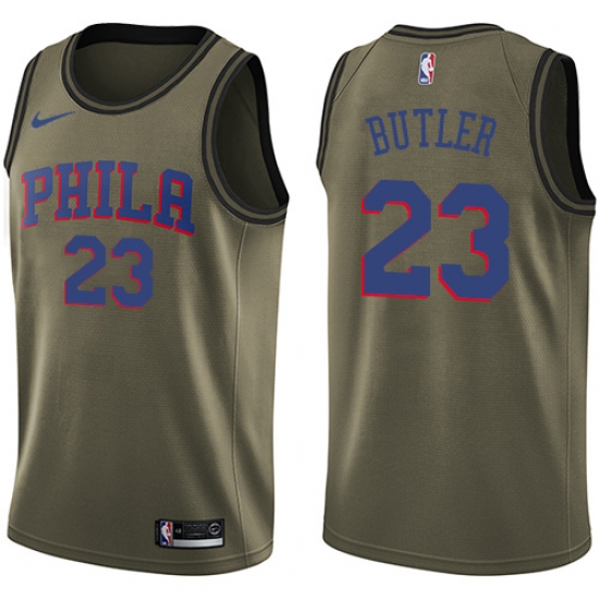 Men's Nike Philadelphia 76ers 23 Jimmy Butler Swingman Green Salute to Service NBA Jersey