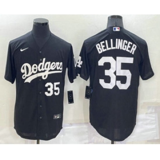 Men's Los Angeles Dodgers 35 Cody Bellinger Number Black Turn Back The Clock Stitched Cool Base Jersey