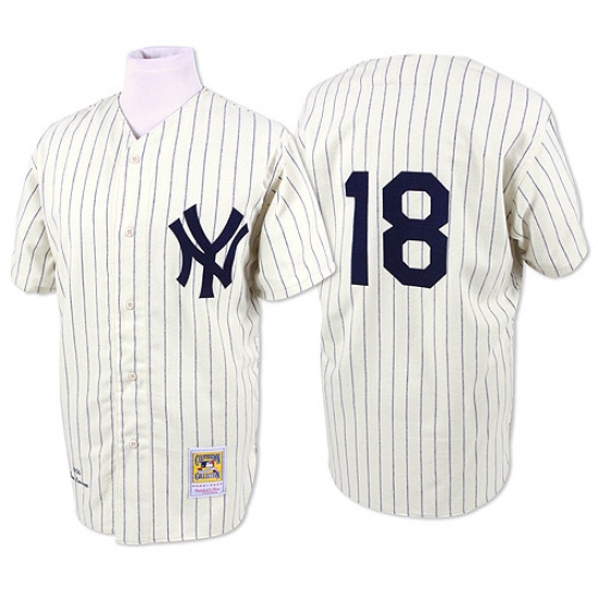 Men's Mitchell and Ness New York Yankees 18 Don Larsen Replica White 1956 Throwback MLB Jersey