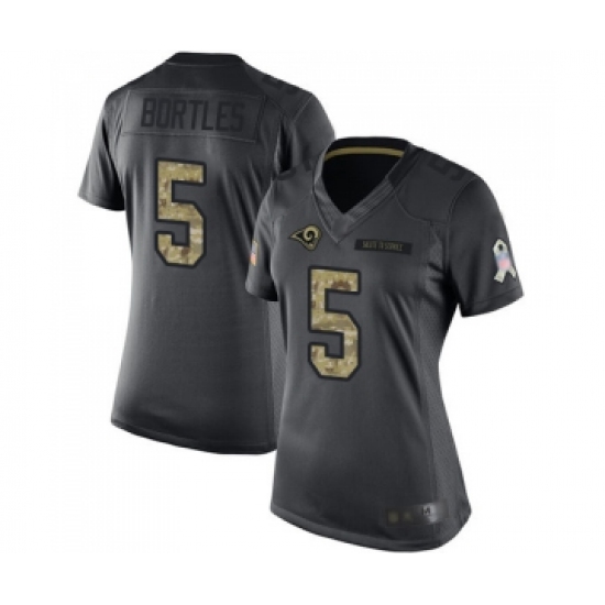 Women's Los Angeles Rams 5 Blake Bortles Limited Black 2016 Salute to Service Football Jersey