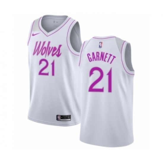Men's Nike Minnesota Timberwolves 21 Kevin Garnett White Swingman Jersey - Earned Edition