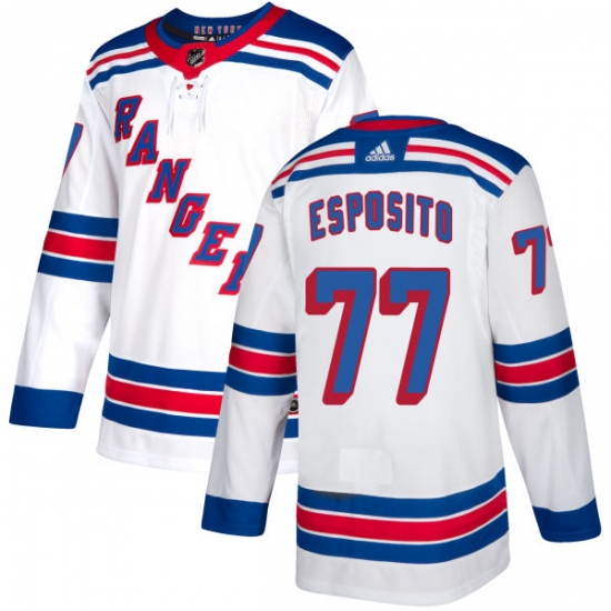 Men's Reebok New York Rangers 77 Phil Esposito Authentic White Away NHL Jersey