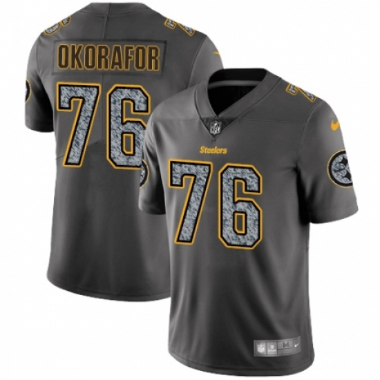 Youth Nike Pittsburgh Steelers 76 Chukwuma Okorafor Gray Static Vapor Untouchable Limited NFL Jersey