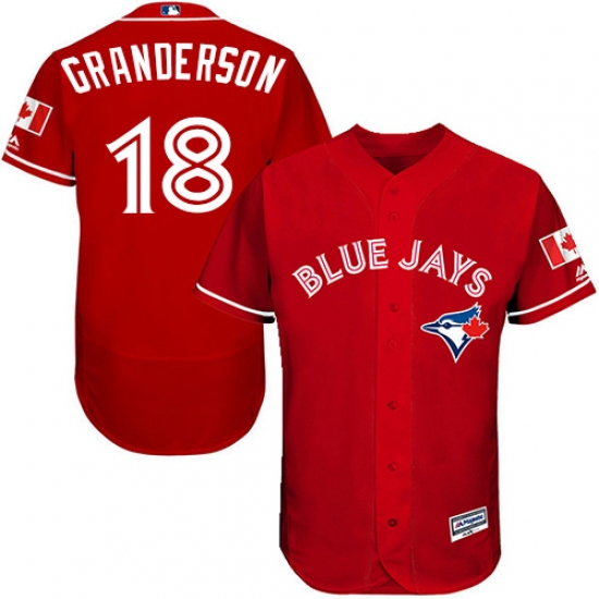 Men's Majestic Toronto Blue Jays 18 Curtis Granderson Scarlet Alternate Flex Base Authentic Collection Alternate MLB Jersey