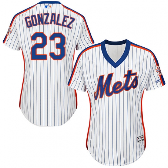 Women's Majestic New York Mets 23 Adrian Gonzalez Authentic White Alternate Cool Base MLB Jersey