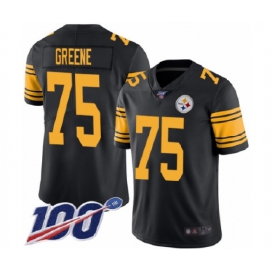 Men's Pittsburgh Steelers 75 Joe Greene Limited Black Rush Vapor Untouchable 100th Season Football Jersey