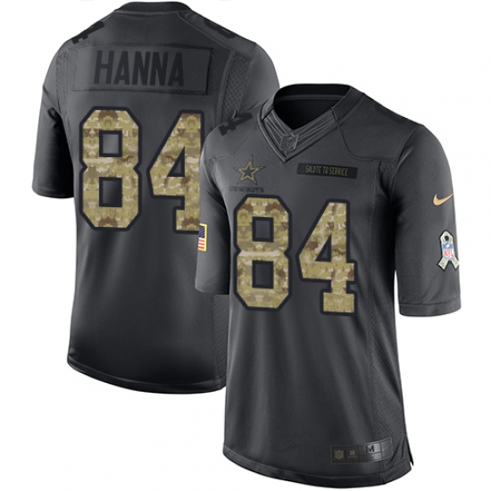 Men's Nike Dallas Cowboys 84 James Hanna Limited Black 2016 Salute to Service NFL Jersey