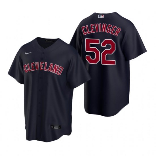 Men's Nike Cleveland Indians 52 Mike Clevinger Navy Alternate Stitched Baseball Jersey