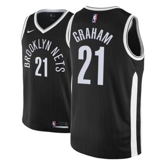 Men NBA 2018-19 Brooklyn Nets 21 Treveon Graham City Edition Black Jersey