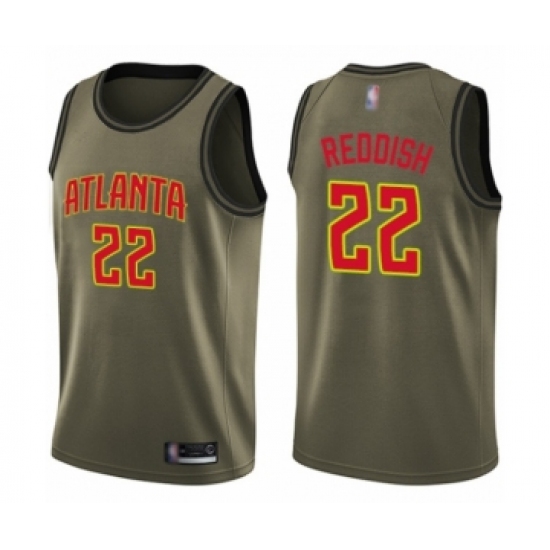 Men's Atlanta Hawks 22 Cam Reddish Swingman Green Salute to Service Basketball Jersey
