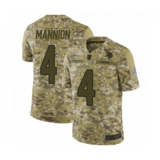 Youth Minnesota Vikings 4 Sean Mannion Limited Camo 2018 Salute to Service Football Jersey