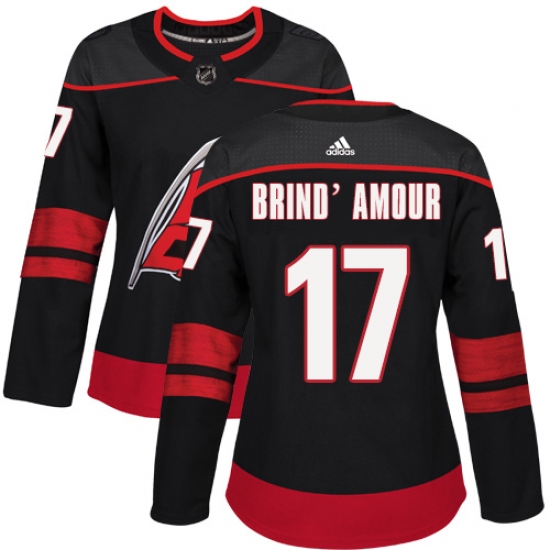 Women's Adidas Carolina Hurricanes 17 Rod Brind'Amour Premier Black Alternate NHL Jersey