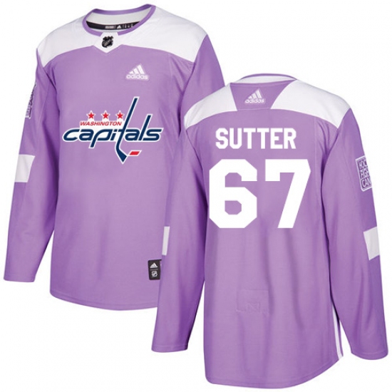 Youth Adidas Washington Capitals 67 Riley Sutter Authentic Purple Fights Cancer Practice NHL Jersey