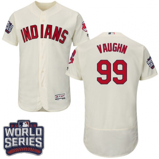 Men's Majestic Cleveland Indians 99 Ricky Vaughn Cream 2016 World Series Bound Flexbase Authentic Collection MLB Jersey
