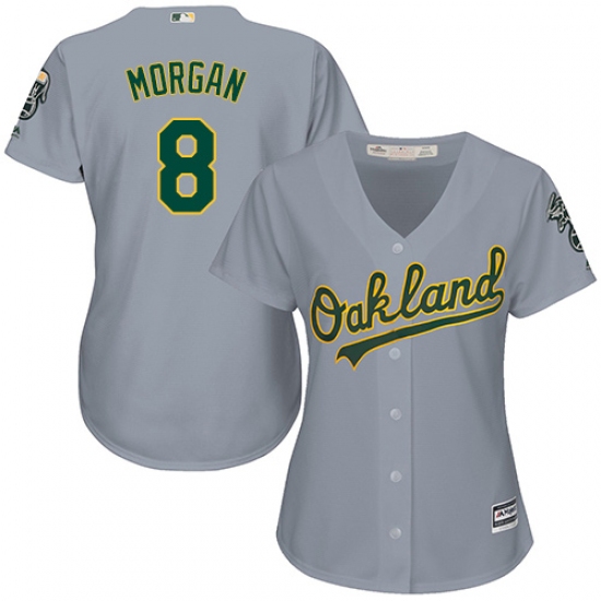 Women's Majestic Oakland Athletics 8 Joe Morgan Replica Grey Road Cool Base MLB Jersey