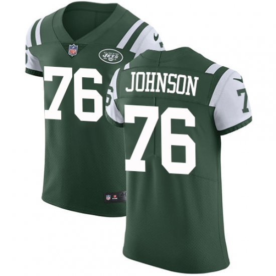Men's Nike New York Jets 76 Wesley Johnson Elite Green Team Color NFL Jersey