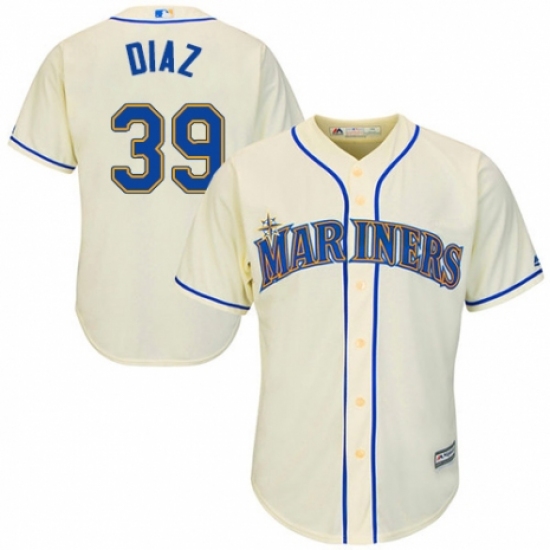 Youth Majestic Seattle Mariners 39 Edwin Diaz Authentic Cream Alternate Cool Base MLB Jersey