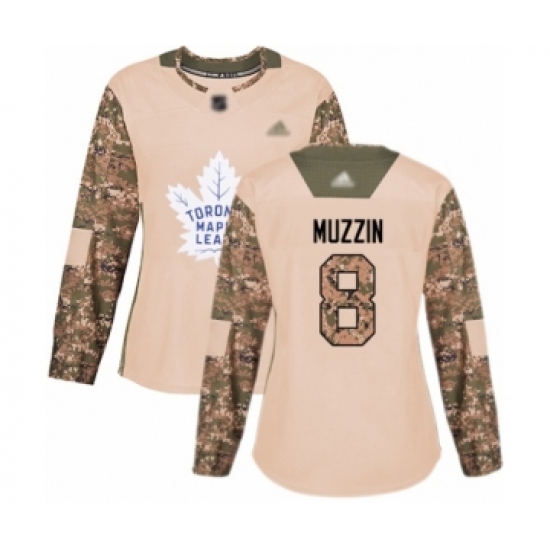 Women's Toronto Maple Leafs 8 Jake Muzzin Authentic Camo Veterans Day Practice Hockey Jersey