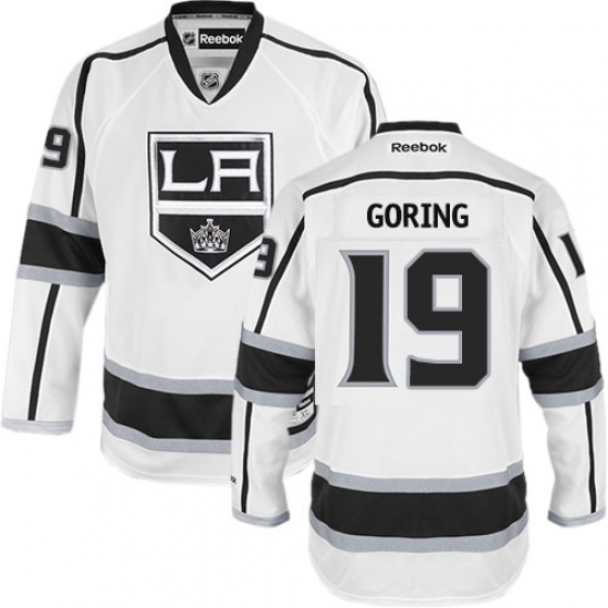Men's Reebok Los Angeles Kings 19 Butch Goring Authentic White Away NHL Jersey