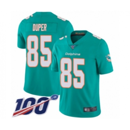 Men's Miami Dolphins 85 Mark Duper Aqua Green Team Color Vapor Untouchable Limited Player 100th Season Football Jersey