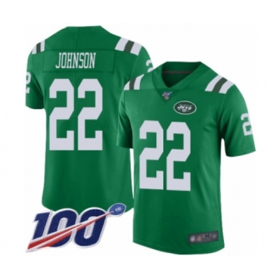 Men's New York Jets 22 Trumaine Johnson Limited Green Rush Vapor Untouchable 100th Season Football Jersey