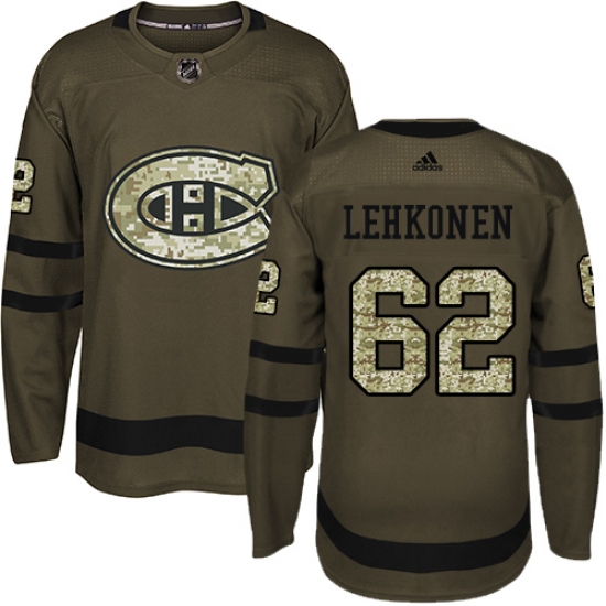 Men's Adidas Montreal Canadiens 62 Artturi Lehkonen Authentic Green Salute to Service NHL Jersey