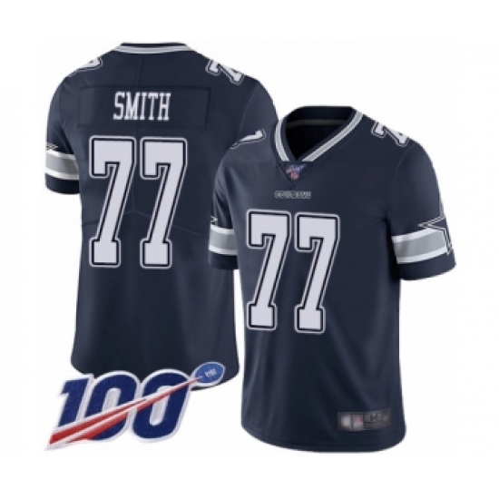 Men's Dallas Cowboys 77 Tyron Smith Navy Blue Team Color Vapor Untouchable Limited Player 100th Season Football Jersey