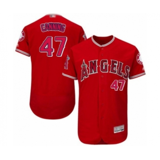 Men's Los Angeles Angels of Anaheim 47 Griffin Canning Red Alternate Flex Base Authentic Collection Baseball Player Jersey