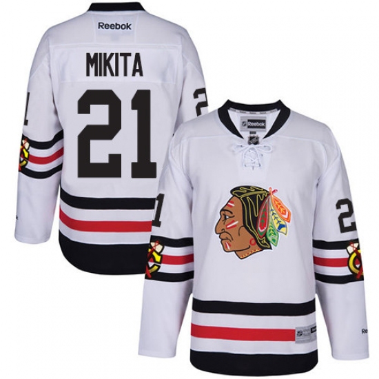Youth Reebok Chicago Blackhawks 21 Stan Mikita Authentic White 2017 Winter Classic NHL Jersey