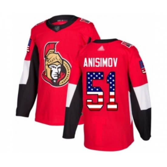 Youth Ottawa Senators 51 Artem Anisimov Authentic Red USA Flag Fashion Hockey Jersey
