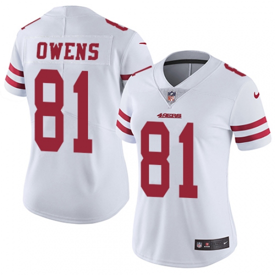 Women's Nike San Francisco 49ers 81 Terrell Owens White Vapor Untouchable Limited Player NFL Jersey