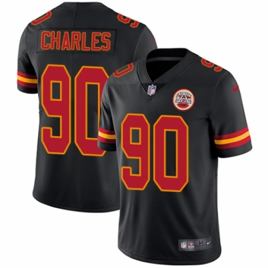 Men's Nike Kansas City Chiefs 90 Stefan Charles Limited Black Rush Vapor Untouchable NFL Jersey