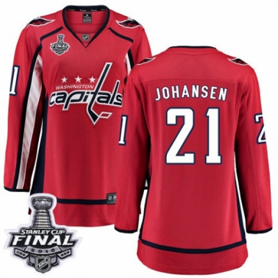 Women's Washington Capitals 21 Lucas Johansen Fanatics Branded Red Home Breakaway 2018 Stanley Cup Final NHL Jersey