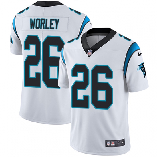 Youth Nike Carolina Panthers 26 Daryl Worley White Vapor Untouchable Limited Player NFL Jersey