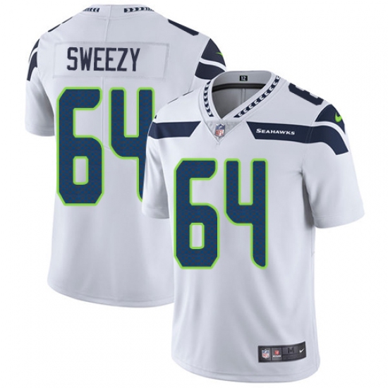 Men's Nike Seattle Seahawks 64 J.R. Sweezy White Vapor Untouchable Limited Player NFL Jersey