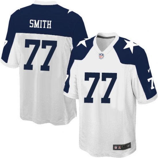 Men's Nike Dallas Cowboys 77 Tyron Smith Game White Throwback Alternate NFL Jersey